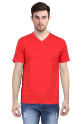 Red V Neck Plain T-Shirt